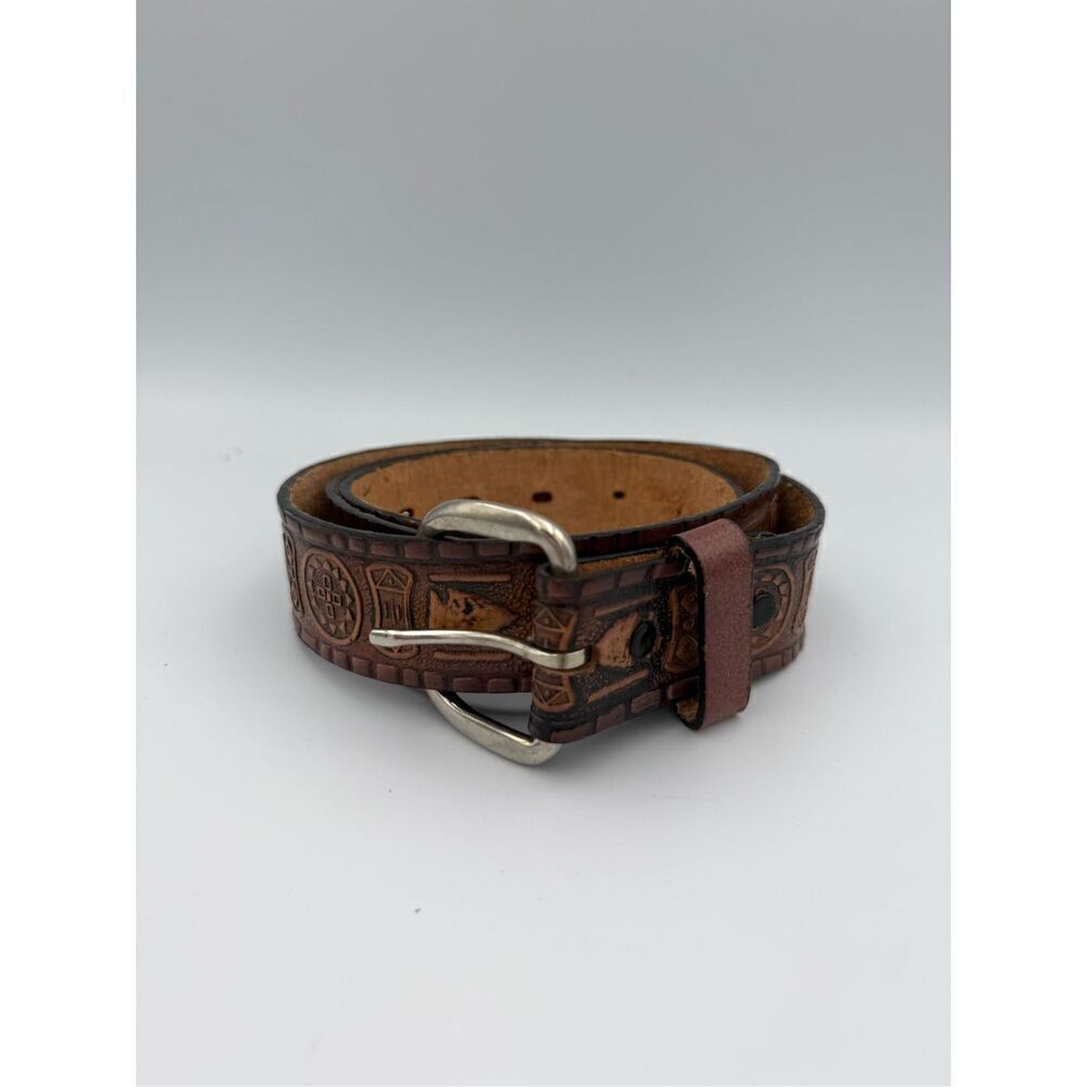 Unbranded Hand Tooled Made in USA Western Leather Mens Belt 40